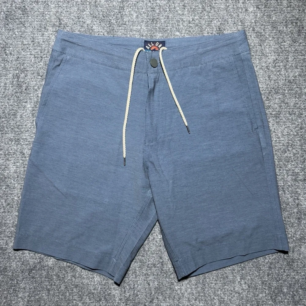 Faherty All Day Shorts Men 30 Blue Drawstring Chino Stretch Casual Pockets